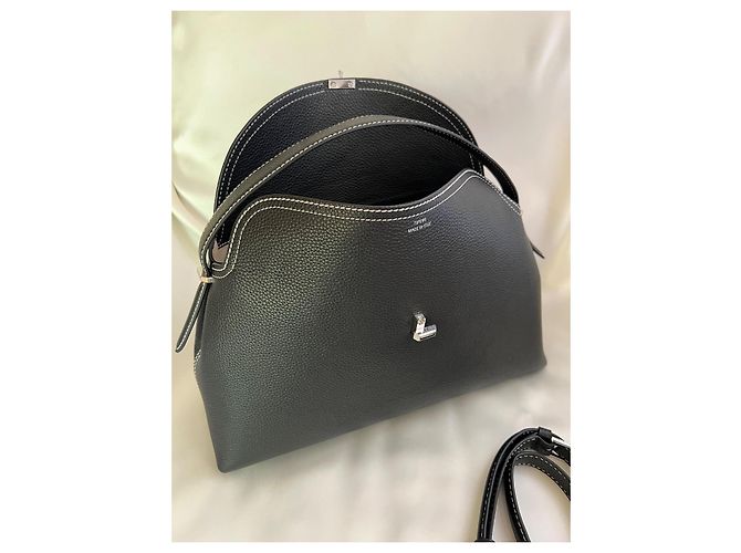 Borsa a mano Totême T-Lock in pelle granulata nera Nero - vista 4