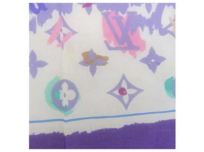 Bufanda grande de algodón Monogram Louis Vuitton Multicolor Púrpura - vista 4