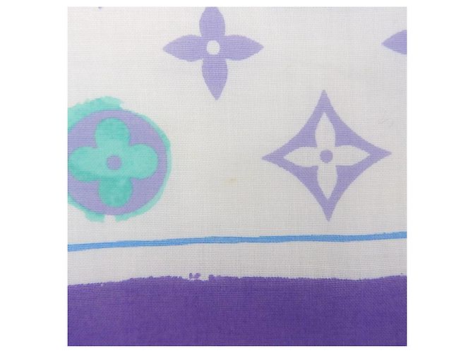 Bufanda grande de algodón Monogram Louis Vuitton Multicolor Púrpura - vista 5
