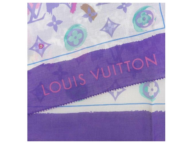 Bufanda grande de algodón Monogram Louis Vuitton Multicolor Púrpura - vista 8