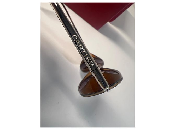 Gafas de sol Cartier Aspen marrones lentes ovaladas Castaño - vista 10