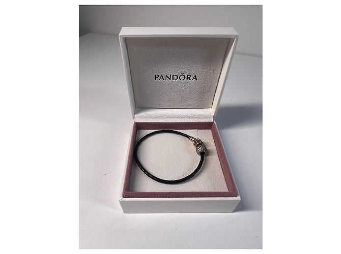 Pandora Bracciale in pelle intrecciata nera con charm Nero Argento - vista 3