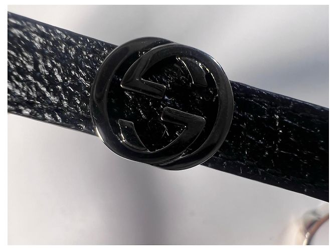 Cinturino per telefono Gucci GG Marmont in pelle nera Nero - vista 4