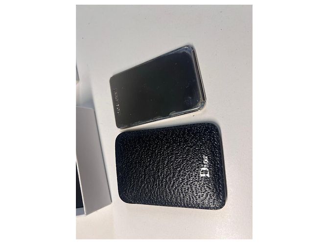 Dior compact mirror with black leather cover - view 3