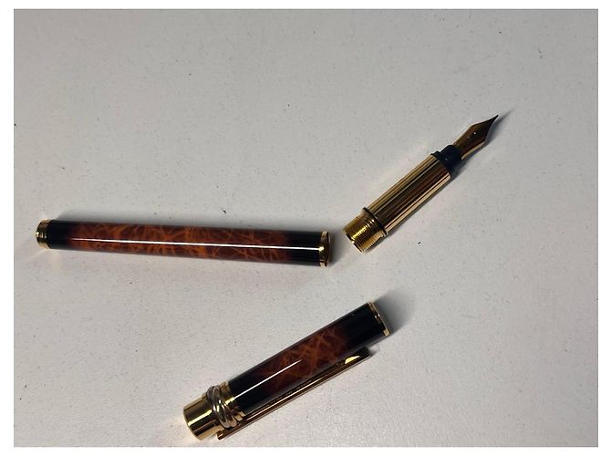 Stylo plume Cartier Must de Cartier TRINITY LAQUE MARBRE Marron Bijouterie dorée - vue 12