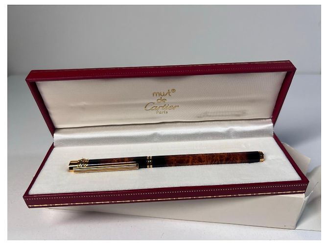 Stylo plume Cartier Must de Cartier TRINITY LAQUE MARBRE Marron Bijouterie dorée - vue 2
