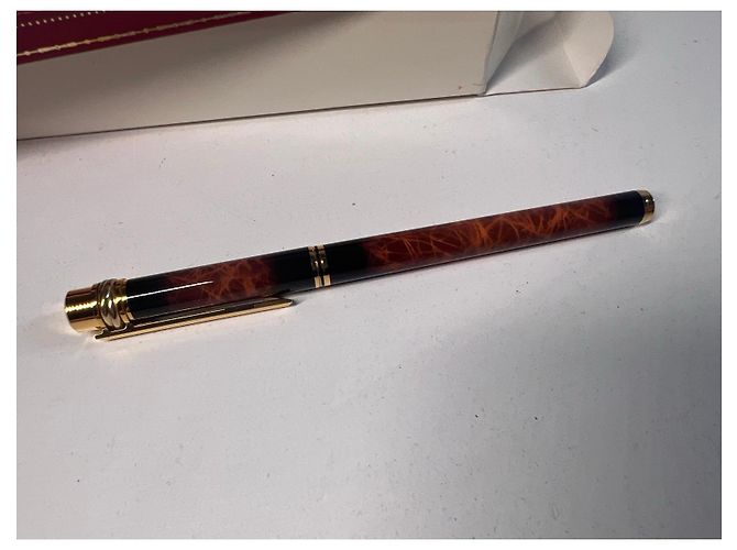 Stylo plume Cartier Must de Cartier TRINITY LAQUE MARBRE Marron Bijouterie dorée - vue 4