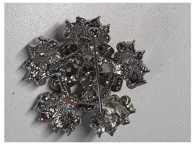 Autre Marque Lila und Silber Strass Blumenbrosche - Ansicht 5