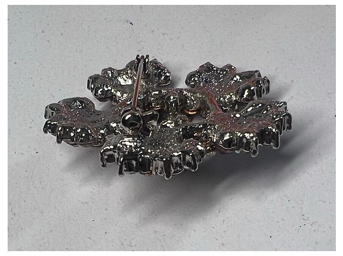 Autre Marque Lila und Silber Strass Blumenbrosche - Ansicht 6