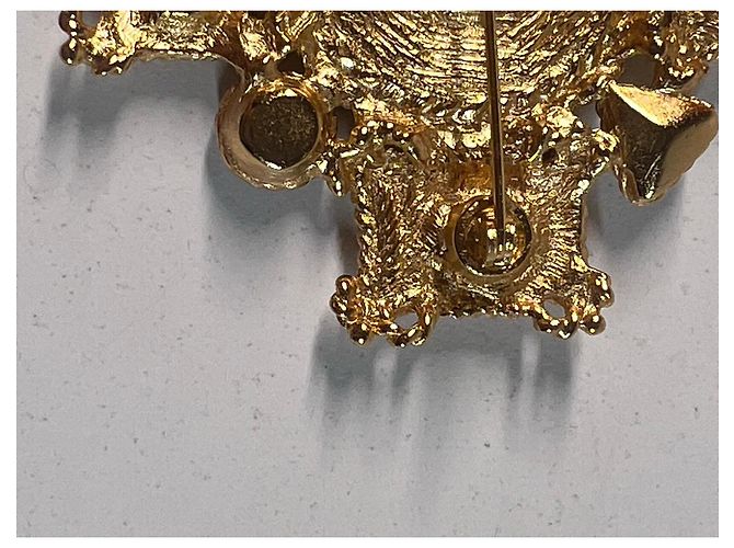 Balenciaga Spilla Croce Ornata con Pietre Nero D'oro Porpora - vista 11