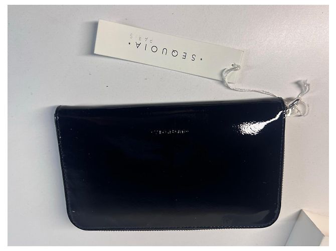 Autre Marque SEQUOIA Schwarze lackierte Leder-Zip-Geldbörse Sequoia Paris - Ansicht 2