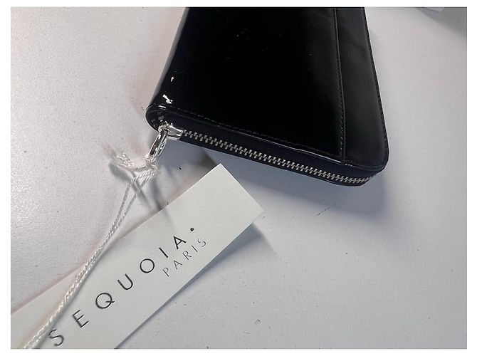 Autre Marque SEQUOIA Schwarze lackierte Leder-Zip-Geldbörse Sequoia Paris - Ansicht 8