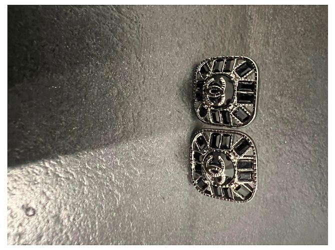 Boucles d'oreilles Chanel Cristaux Noirs Argent - vue 11