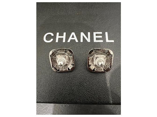 Boucles d'oreilles Chanel Cristaux Noirs Argent - vue 3
