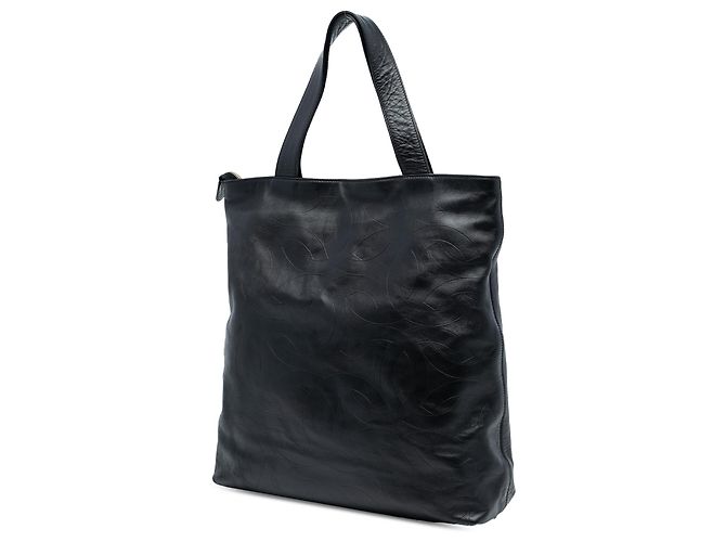 Schwarze CC-geprägte Leder-Tote von Chanel - Ansicht 2