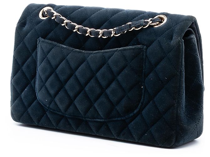 Chanel Blu Medio Classico in Velluto Doppio Blu navy - vista 2