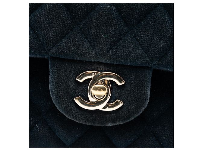 Chanel Blu Medio Classico in Velluto Doppio Blu navy - vista 6