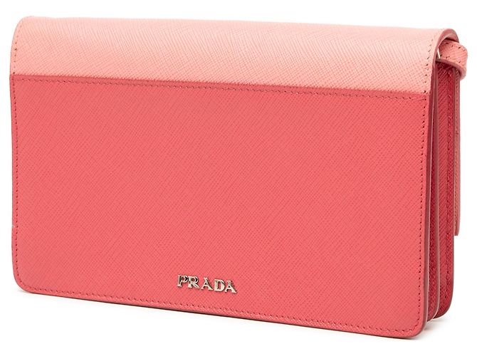 Cartera Prada Saffiano Rosa con Cierre de Giro en Correa - vista 2