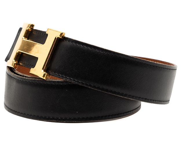 Cintura reversibile Constance H in vitello nero e Togo di Hermès - vista 2