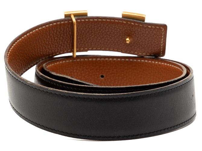 Cintura reversibile Constance H in vitello nero e Togo di Hermès - vista 3