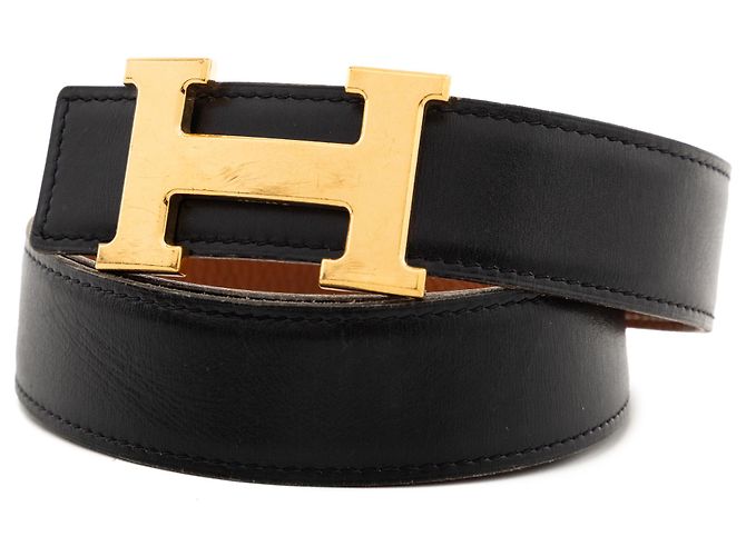 Cintura reversibile Constance H in vitello nero e Togo di Hermès - vista 4