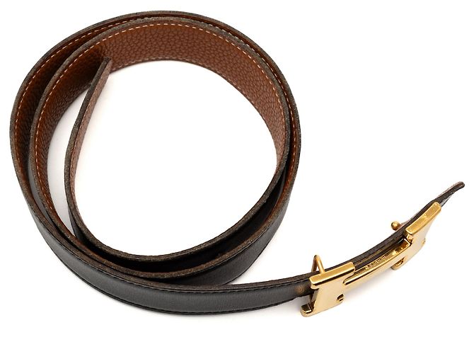 Cintura reversibile Constance H in vitello nero e Togo di Hermès - vista 7