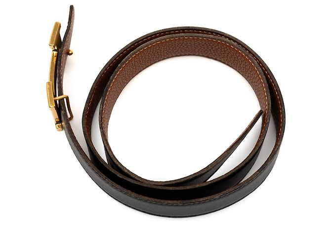 Cintura reversibile Constance H in vitello nero e Togo di Hermès - vista 8