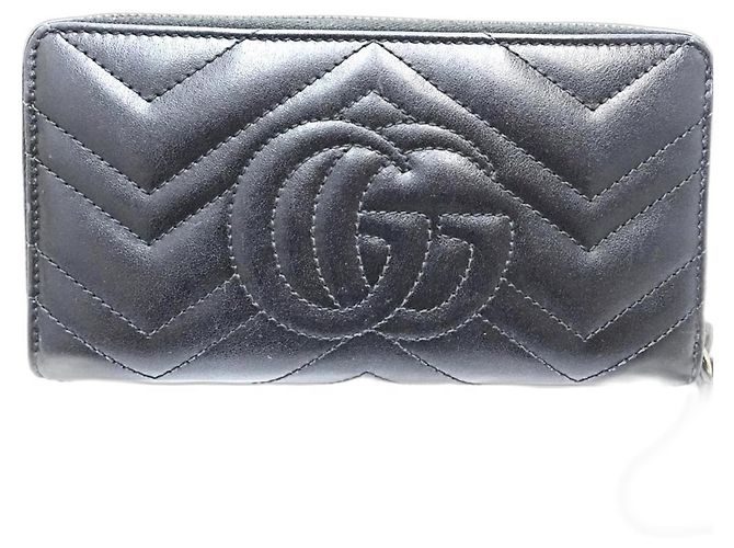 Cartera larga de cuero negro Gucci Marmont - vista 3