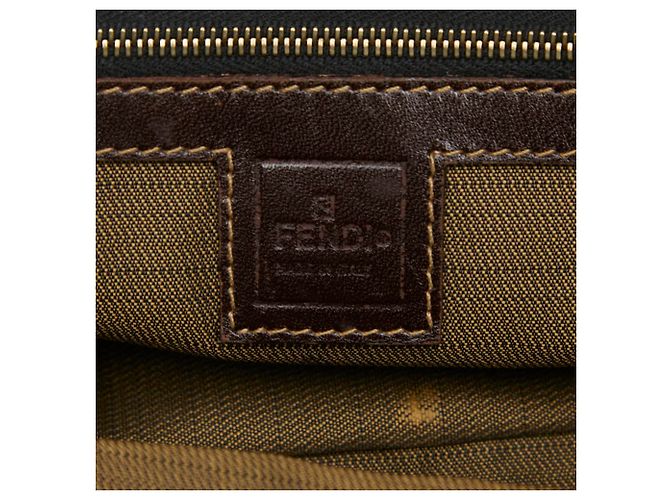Borsa Fendi Zucca Marrone e Nera in Pelle e Tela Nero - vista 12