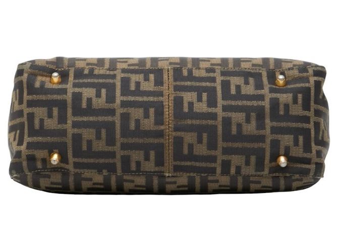 Borsa Fendi Zucca Marrone e Nera in Pelle e Tela Nero - vista 3