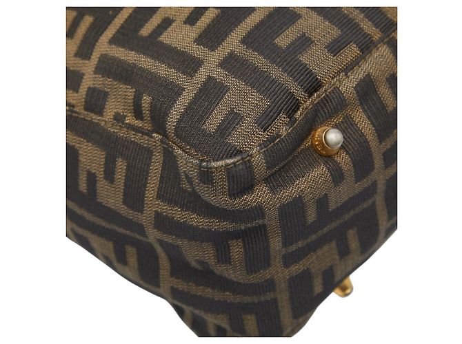 Borsa Fendi Zucca Marrone e Nera in Pelle e Tela Nero - vista 7