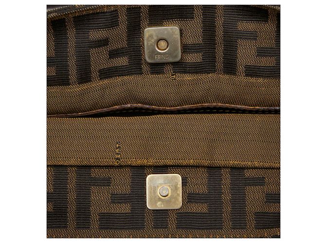 Borsa Fendi Zucca Marrone e Nera in Pelle e Tela Nero - vista 8