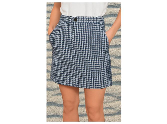 Falda Ekyog Jacquard de Pied de Poule talla 34 Azul - vista 2
