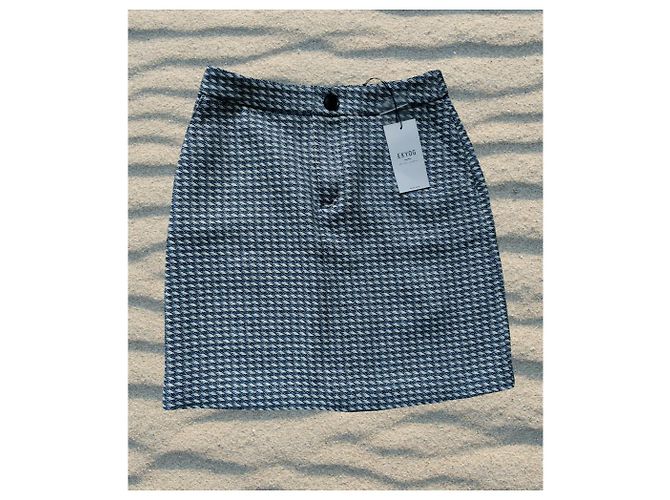 Falda Ekyog Jacquard de Pied de Poule talla 34 Azul - vista 3