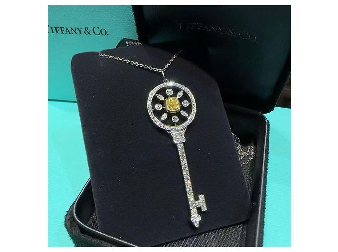 Tiffany & Co Pendentif clé kaléidoscope en platine, or jaune 18k, diamant 0,41 ct vvs2 Argenté - vue 2