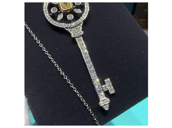 Tiffany & Co Pendentif clé kaléidoscope en platine, or jaune 18k, diamant 0,41 ct vvs2 Argenté - vue 4