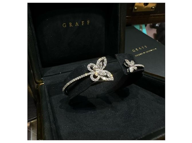 Graff Bracciale aperto in diamante a forma di farfalla in oro bianco Argento - vista 2