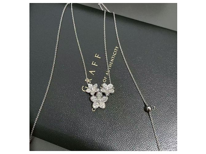 Graff Collana pendente in diamante pavé Wild Flower in oro bianco 18k. Argento - vista 6