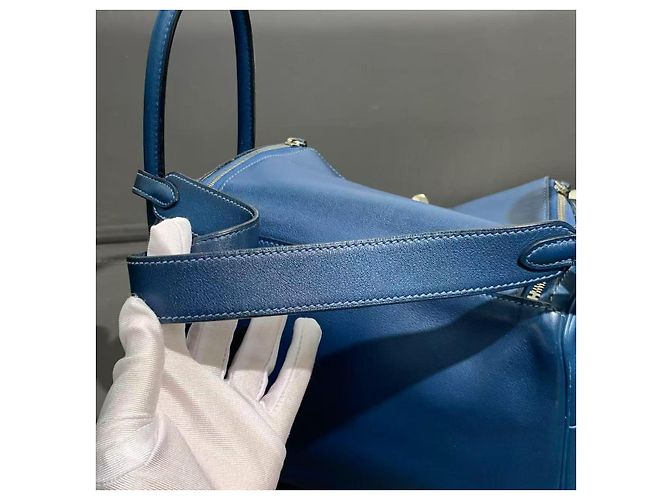 Hermès Borsa Lindy 26 in pelle di vitello Swift blu. - vista 7