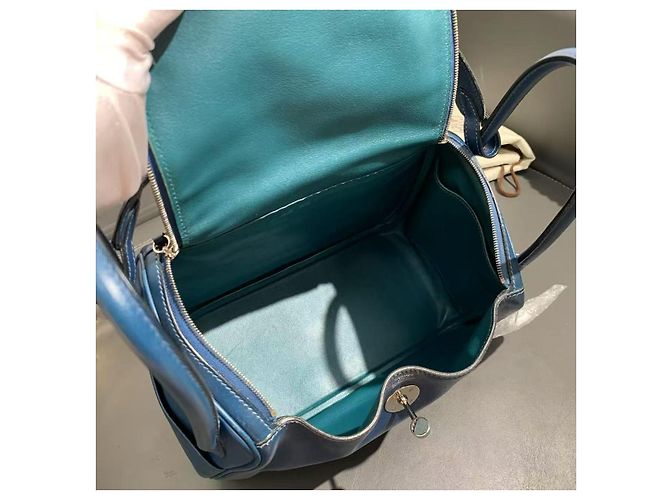 Hermès Borsa Lindy 26 in pelle di vitello Swift blu. - vista 8