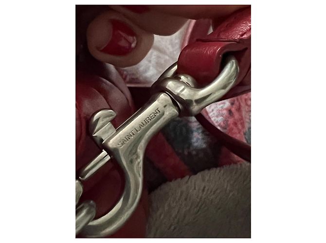 Borsa Saint Laurent Mini Loulou Toy Pelle Lampone - vista 15