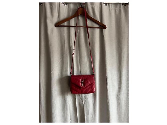 Borsa Saint Laurent Mini Loulou Toy Pelle Lampone - vista 2