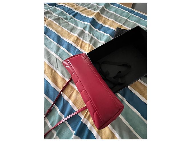 Borsa Saint Laurent Mini Loulou Toy Pelle Lampone - vista 5