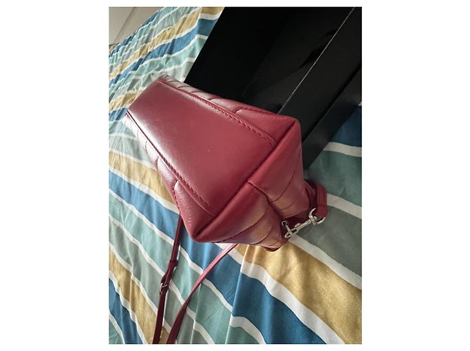 Borsa Saint Laurent Mini Loulou Toy Pelle Lampone - vista 6