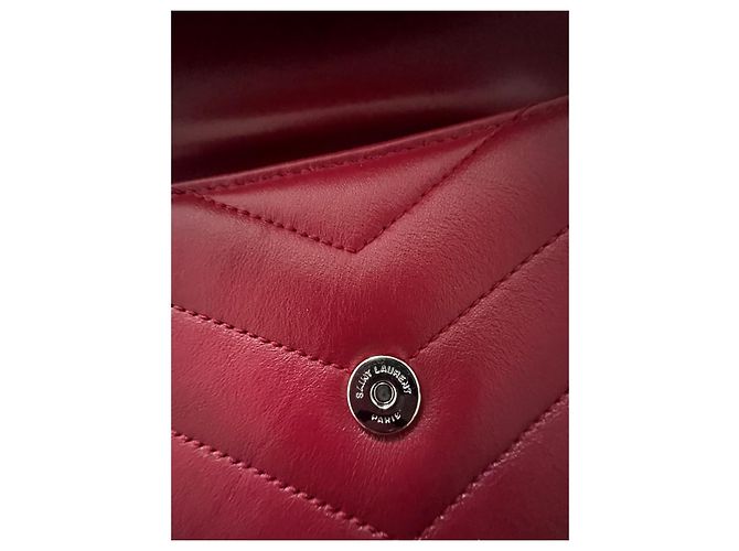 Borsa Saint Laurent Mini Loulou Toy Pelle Lampone - vista 7