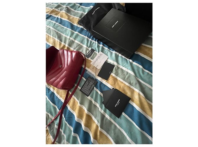 Borsa Saint Laurent Mini Loulou Toy Pelle Lampone - vista 8