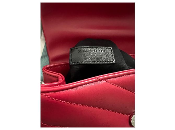 Borsa Saint Laurent Mini Loulou Toy Pelle Lampone - vista 9