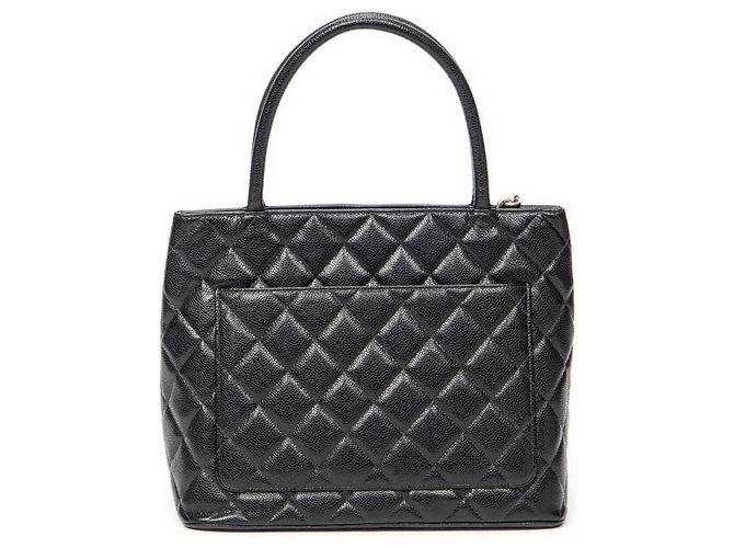 Borsa Chanel Medaillon Tote in pelle caviar nera Nero - vista 12