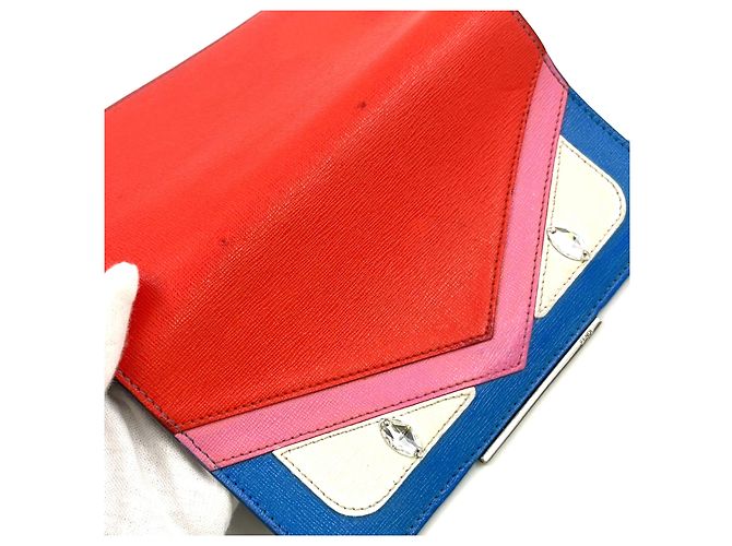 Borsa a spalla in pelle Bugseye con catena Fendi Blu - vista 7