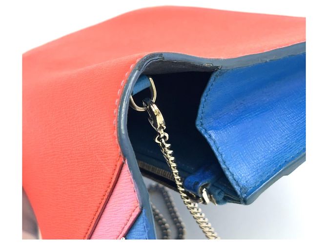 Borsa a spalla in pelle Bugseye con catena Fendi Blu - vista 9